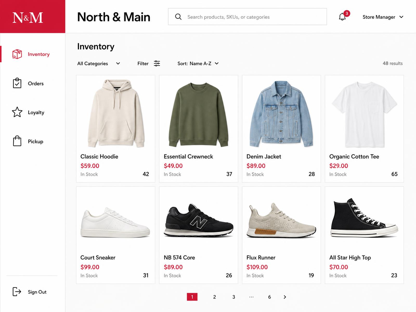 Retail inventory app on an iPad used by store staff